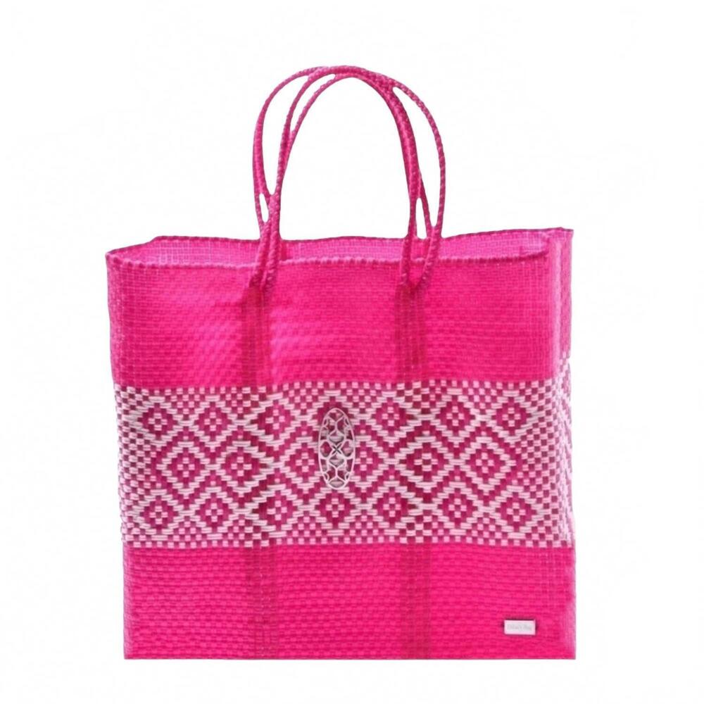 NEW LOLA'S BAG women's medium aztec band regular strap tote bag in pink